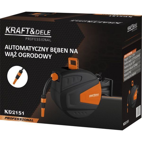Шланг садовый с катушкой Kraft&Dele KD2151 15 м + 1,5 м 8/24 бар поливочный шланг с катушкой для сматывания KD-KD2151 фото